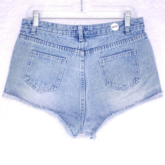 Online Shop Destroyed Cheeky Jean Shorts Women Size XL High Rise Denim Pants - Picture 4 of 6